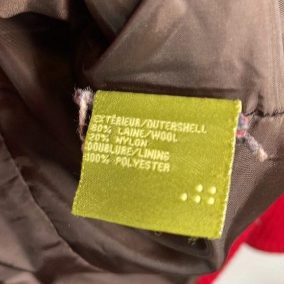 SOIA & KYO Deep Red Ribbed Wool Blend Belted Jacket Coat High Neck Pockets M - Picture 9 of 11